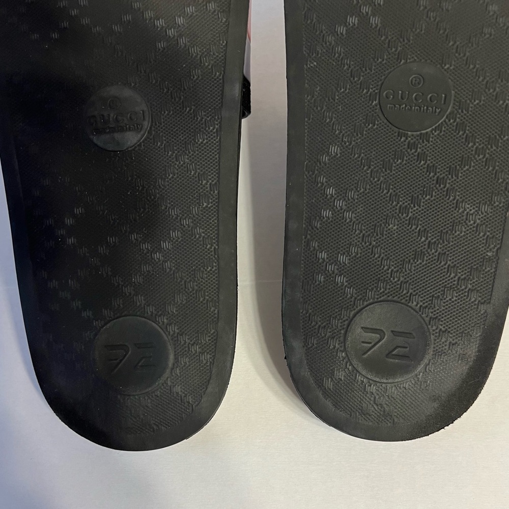 Gucci WEB RUBBER Slides IN BLACK Blue / Red & White Sandals men’s UK size 6 - Picture 8 of 12